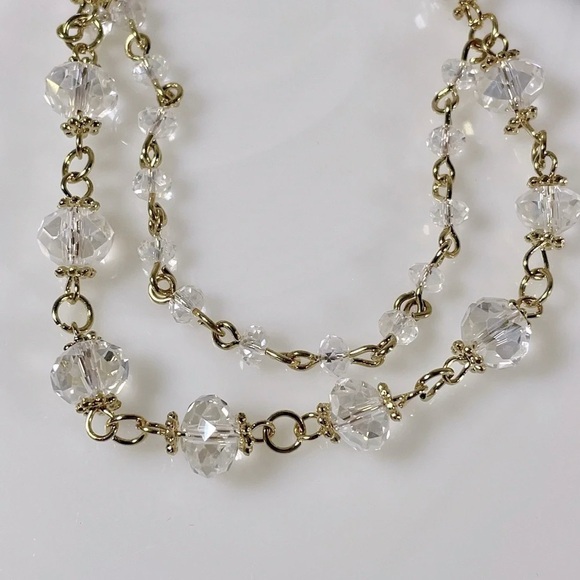 Double Strand Clear Beaded Gold Tone Bracelet -NWT - Picture 2 of 3